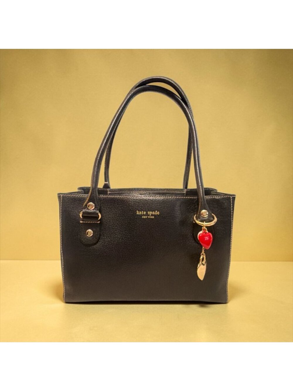 VTG Kate Spade Wellesly Quinn Tote Black Boarskin Textured Leather Shoulder Bag - Picture 2 of 9